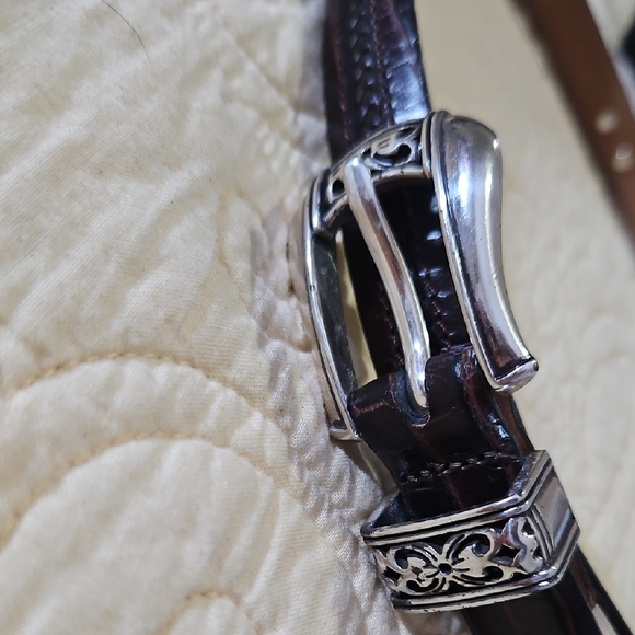 Accessories - Women's Dark Brown Leather Belt with Silver Buckle